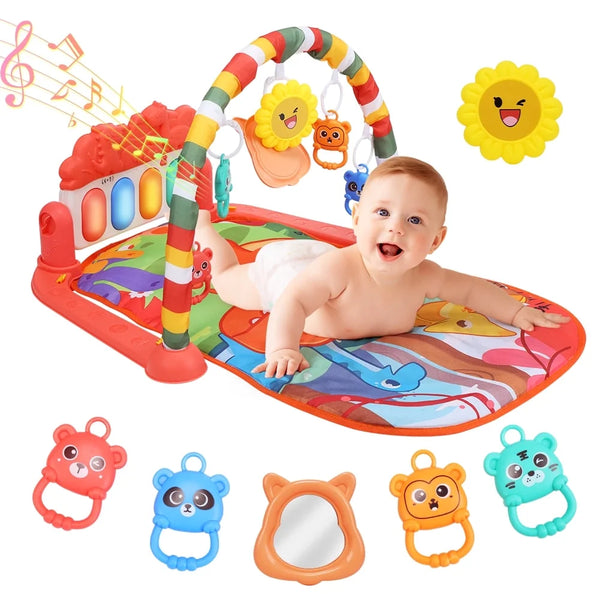 JoyStone Baby Gym Play Mat, Tummy Time Mat with Music, Lights Piano Activity Gym, Newborn Gift for 0-12 Months