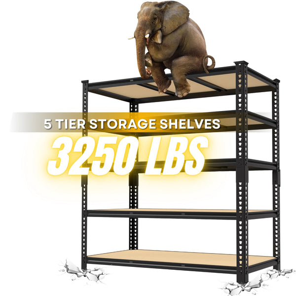 TrumanPick Storage Shelves Garage Shelving Units 5 Tier Metal Heavy Duty Adjustable Shelf Rack 36"W x 16"D x 72"H 2000LBS for Warehouse Pantry Closet, Black