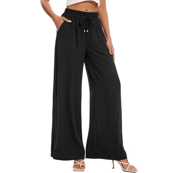 SWQZVT Dress Pants for Women Wide Leg Pants Casual High Waist Palazzo Lounge Pants Comfy Loose Fit Trousers with Pocket