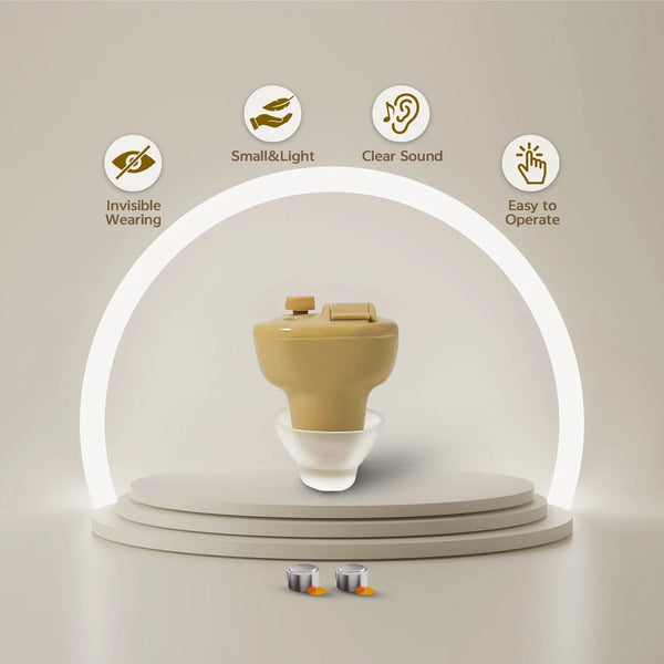 ELCTRTICI Hearing Aid for Adults, Mini Invisible Hearing Aid with Smart Noise Reduction, Beige.