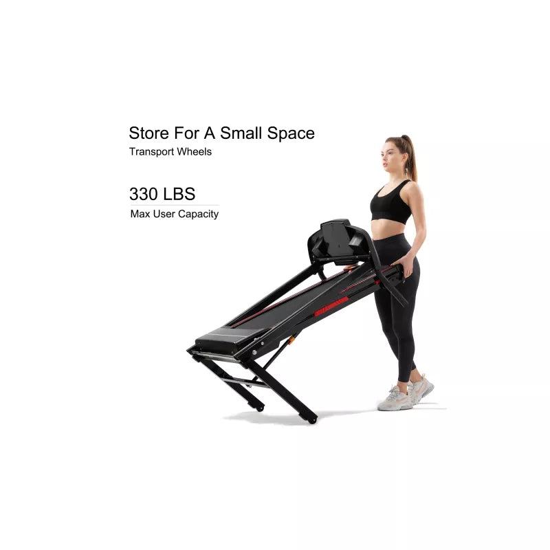 BestParts Folding Treadmill, 3.5 HP, with Incline - 12 Programs, 300-Pound Capacity, LED Display and Wheels, Home Gym