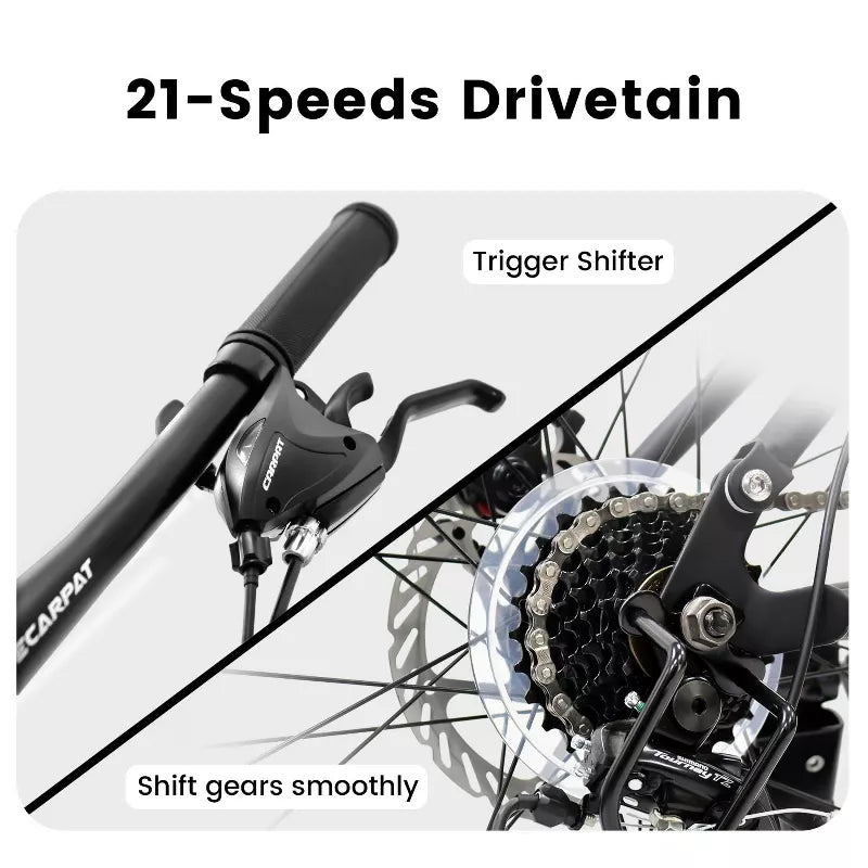 BestParts 27.5 Inch Full Suspension Mountain Bike for Adults, 21-Speed MTB Bicycle with Disc Brakes, Ideal for Fitness, Travel & Trail Riding, Black