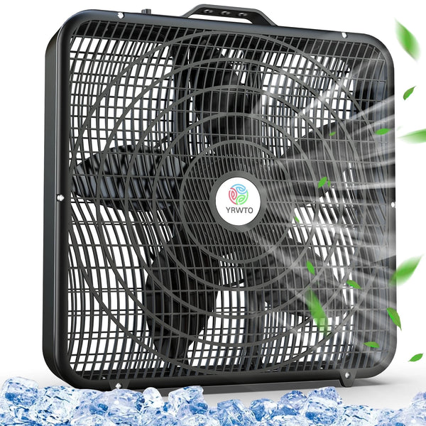 20 Inch Quiet Box Fan – 3 Speed Settings, Powerful Cooling, Whisper-Quiet Operationove, Compact & Portable Cooling Solution!