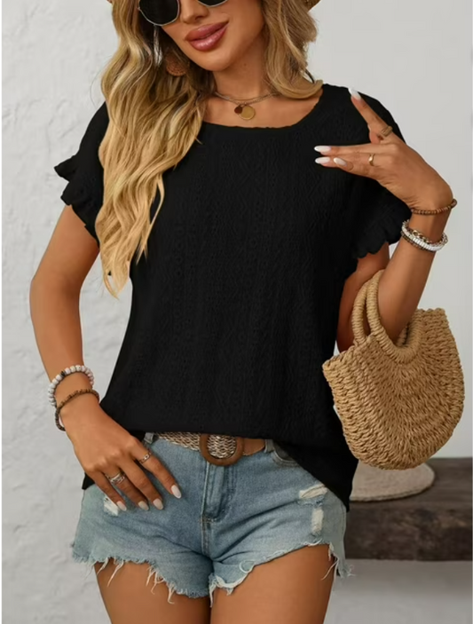 SWQZVT Womens Tops Short Sleeve Summer Top Crew Neck T shirts for women Basic Loose Tees Shirts for Women Casual Summer Clothes Black L