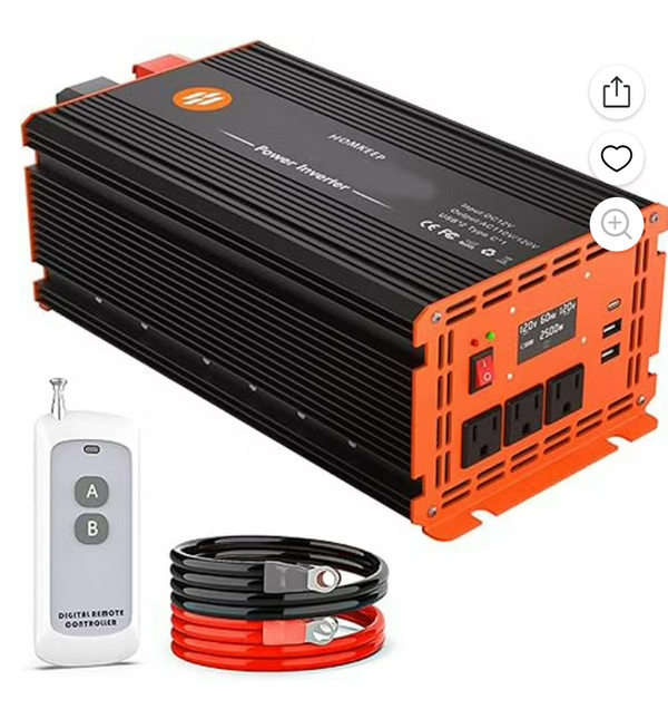 3000 Watt Power Inverter 12V DC to 110V/120V AC Converter Car Inverter with LCD Display