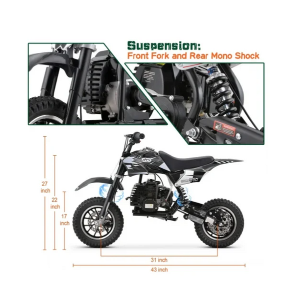 Sunderwell DB1 Gasoline 50CC Dirt Bike, BLACK