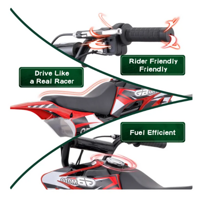 Hoverheart Gas Dirt Bike, 50cc 4 Stroke Gas Powered Kids Off Road Motorcycle (Model DB4S004) with Off Road Tire, Suspensions, Disc Brakes, Max Load 165Lbs, Up to 25Mph, NO OIL MIX REQUIRED