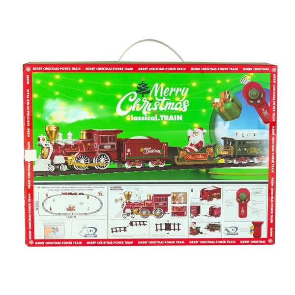 RC Train Set for Kids Remote Control Steam Locomotive Retro Train, with Railroad Carriages Long Tracks, Battery-Powered Model Train RC Toy Gift for Bo