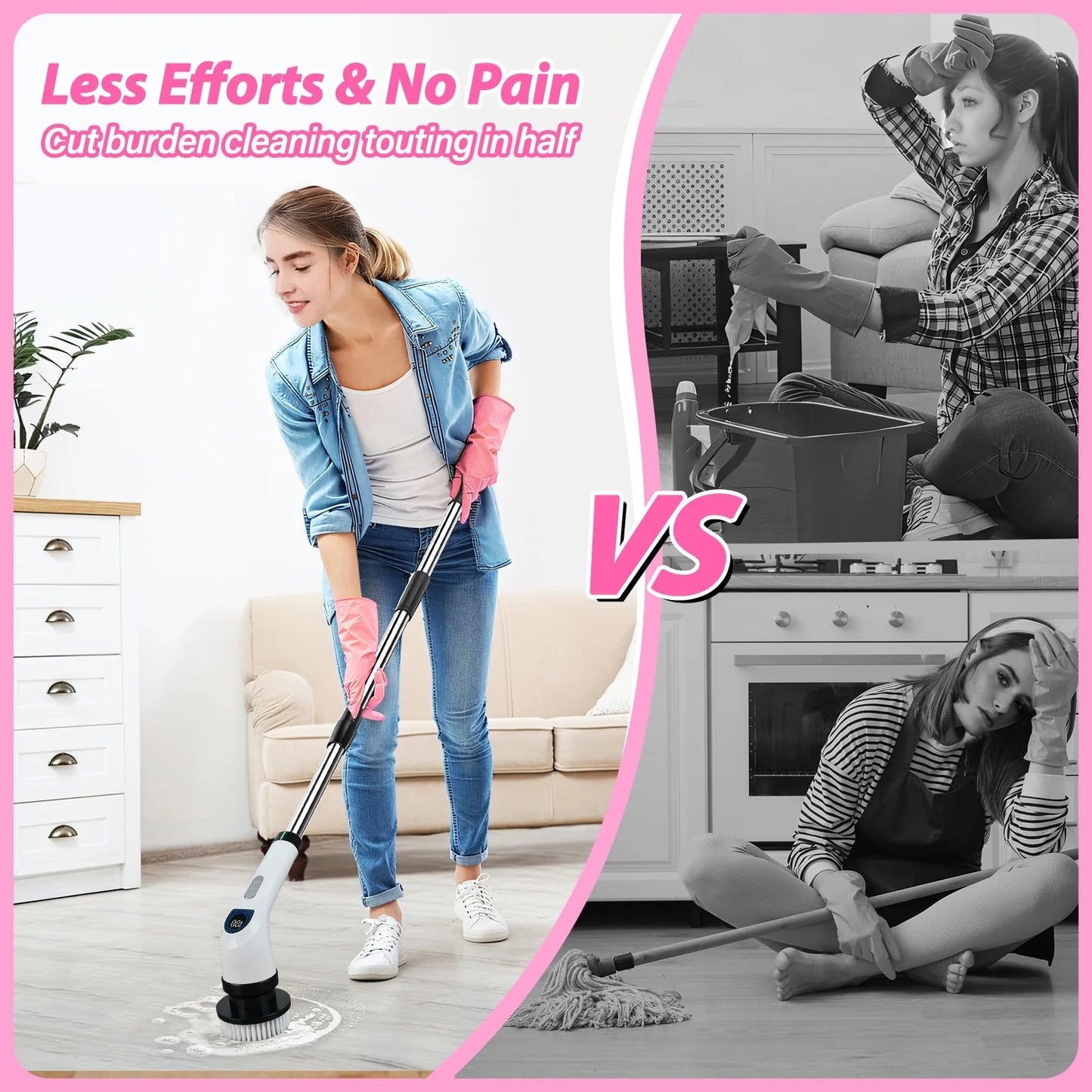2025 New Electric Spin Scrubber, Ipx7 Waterproof Power Shower Scrubber with Extension Handle - 120 Minutes Runtime
