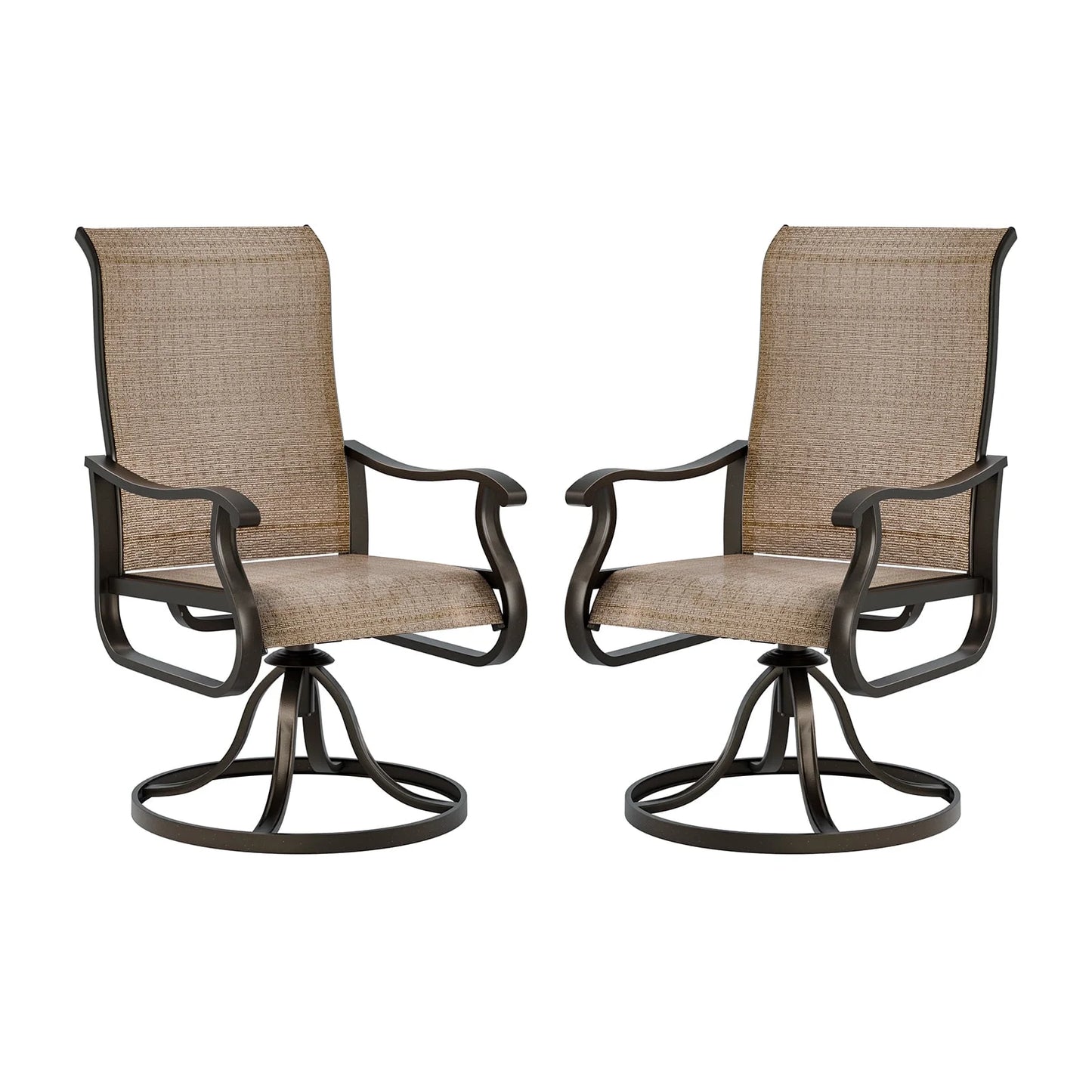 UDPATIO High Back Outdoor Dining Chairs Set of 2, All Weather Swivel Patio Chairs, Breathable Garden Outdoor Furniture for Backyard Deck