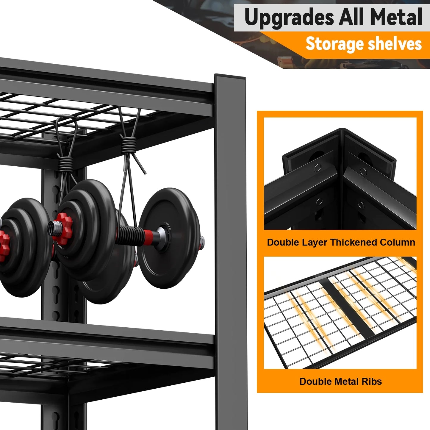 TrumanPick Storage Shelves 2500LBS Metal Wire Shelving Units Garage Storage Rack 48"W x 18"D x 72"H Heavy Duty Adjustable Industrial Shelving
