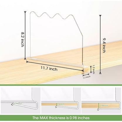 MaseiKar Shelf Dividers for Closet Organization, Clear Closet Shelf Dividers for Clothes Purses Separators, Bedroom, Kitchen, Bathroom, 12 Pack