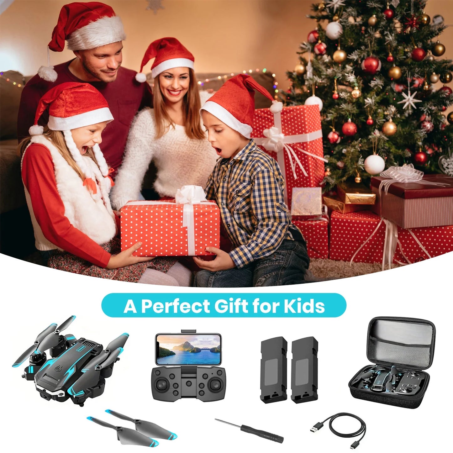 BeePrincess 4K HD Camera Drone for Beginners and Kids, Foldable Quadcopter with FPV, Gesture Control, Carrying Case, One-Key Take Off/Land, 360° Flip, Waypoint Fly