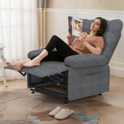Paproos Power Lift Recliner Chair, Recliners with Side Pocket for Living Room Home Theater, Single Electric Sofa with Remote Control for Elderly and Adults, Ergonomic Lounge Recliner Chair, Gray