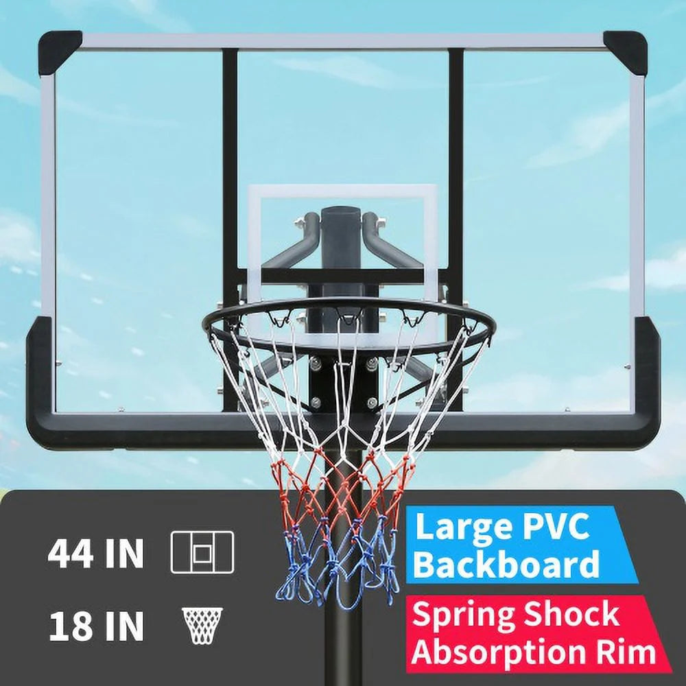 Portable Basketball Hoop Outdoor for Kids and Adults, Segmart 44 inch Basketball Hoop for Backyard, 7.2Ft-10FT Height Adjustable Basketball Goal System with Shatterproof Backboard, Larger Base
