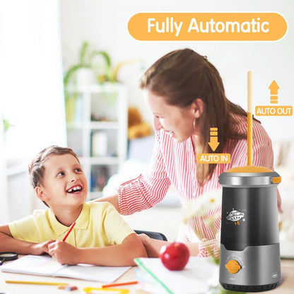 Deli Electric Pencil Sharpener, Fully Automatic Auto in & Out, Rechargeable Hands-Free Pencil Sharpener for 6.9-10.8mm, Home, Classroom, Battery Operate, Spaceship Styling