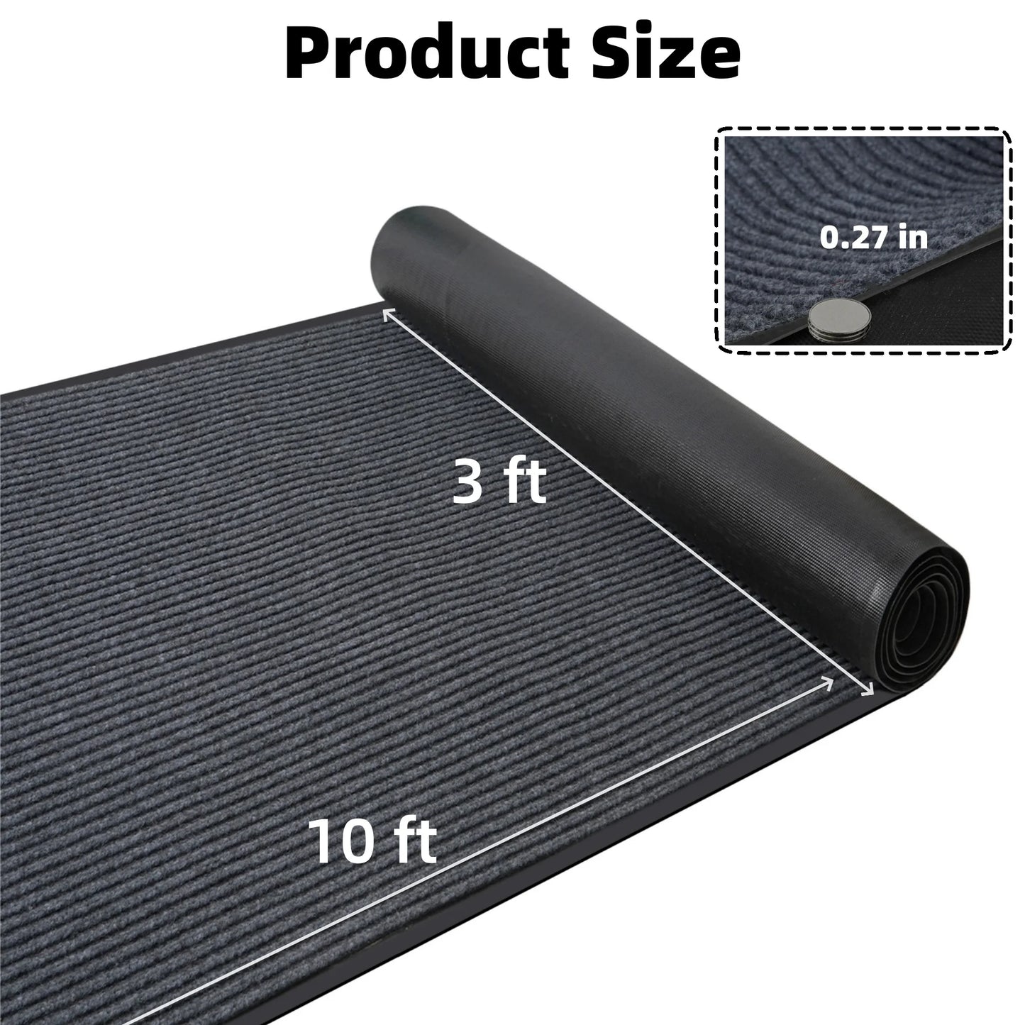 OVYEOFR Utility Rug, 3ft x 10ft Hallway Runner Rug, Commercial Floor Mat Entrance Doormat, Grey