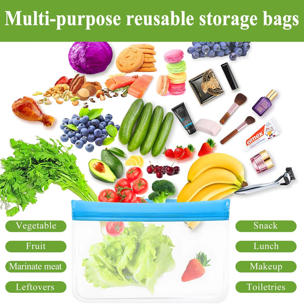 12 Pack Reusable Freezer Bags, Reusable Gallon Food Storage Bags Leakproof Bags Silicone for home