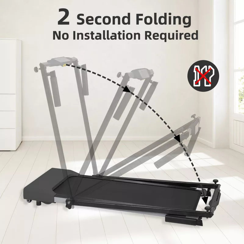BestParts Folding Treadmill for Home, Indoor Running Machine with LED Display, Walking & Jogging Electric Treadmill with Wheels, 7.5MPH, Black