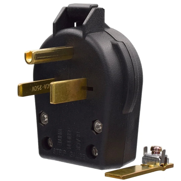 ELEGRP NEMA 6-30P & NEMA 6-50P Plug, Straight Blade Heavy Duty Angle Plug, 30 Amp 50 Amp 250V 3 Prong Power Plug for Welder/Generator, Industrial Grade, Grounding, 2 Pole 3 Wire, UL Listed, 1 Pack
