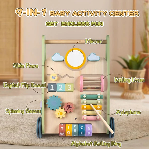 Baby Walker, Baby Push Walker, Montessori Walker Toy, Adjustable Speed Baby Walker for Boys and Girls