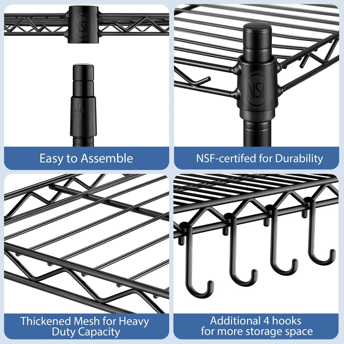 TrumanPick 6-Tier Wire Garage Storage Shelving Unit Heavy Duty Adjustable Wire Shelving Unit for Garage Kitchen, 36"W x 16"D x 76"H, Black