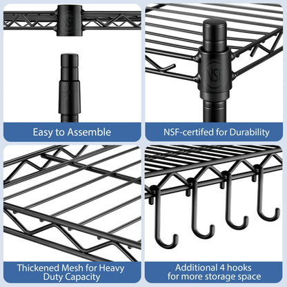 TrumanPick 6-Tier Wire Garage Storage Shelving Unit Heavy Duty Adjustable Wire Shelving Unit for Garage Kitchen, 36"W x 16"D x 76"H, Black