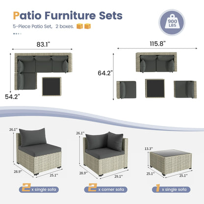 UDPATIO Outdoor Patio Furniture Set, Outdoor Wicker Patio Conversation Set with Cushions for Backyard, Porch, Garden