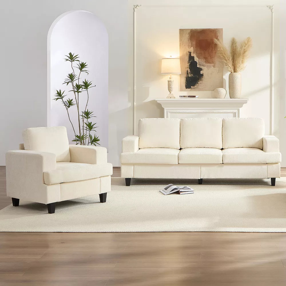 Mjkone 82" Width 2 Piece Living Room Sofa Set, 3 Seat Sofa with Armchair, Modular Sectional Couch Furniture Sets