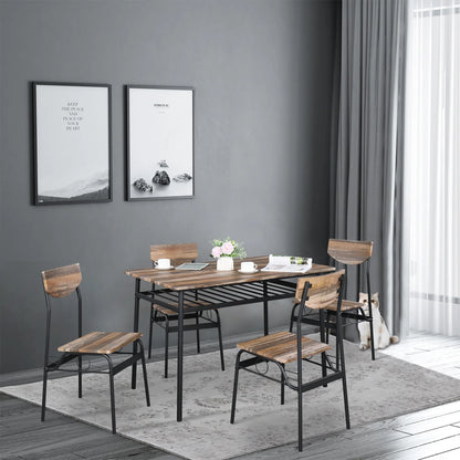 PAPROOS Dining Table Set for 4, 5 Piece Kitchen Table Set with Wooden Top and Metal Frame, Heavy Duty Dinette Sets for Breakfast Nook, Industrial Style Dining Room Table and Chairs, Natural&Black