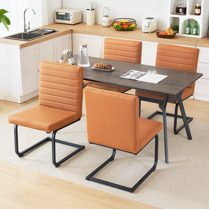 Furniliving Modern Dining Chairs Set of 2, Upholstered Kitchen Chairs with Metal Legs, Armless Accent Chairs for Dining Room Living Room, Bedroom, Brown