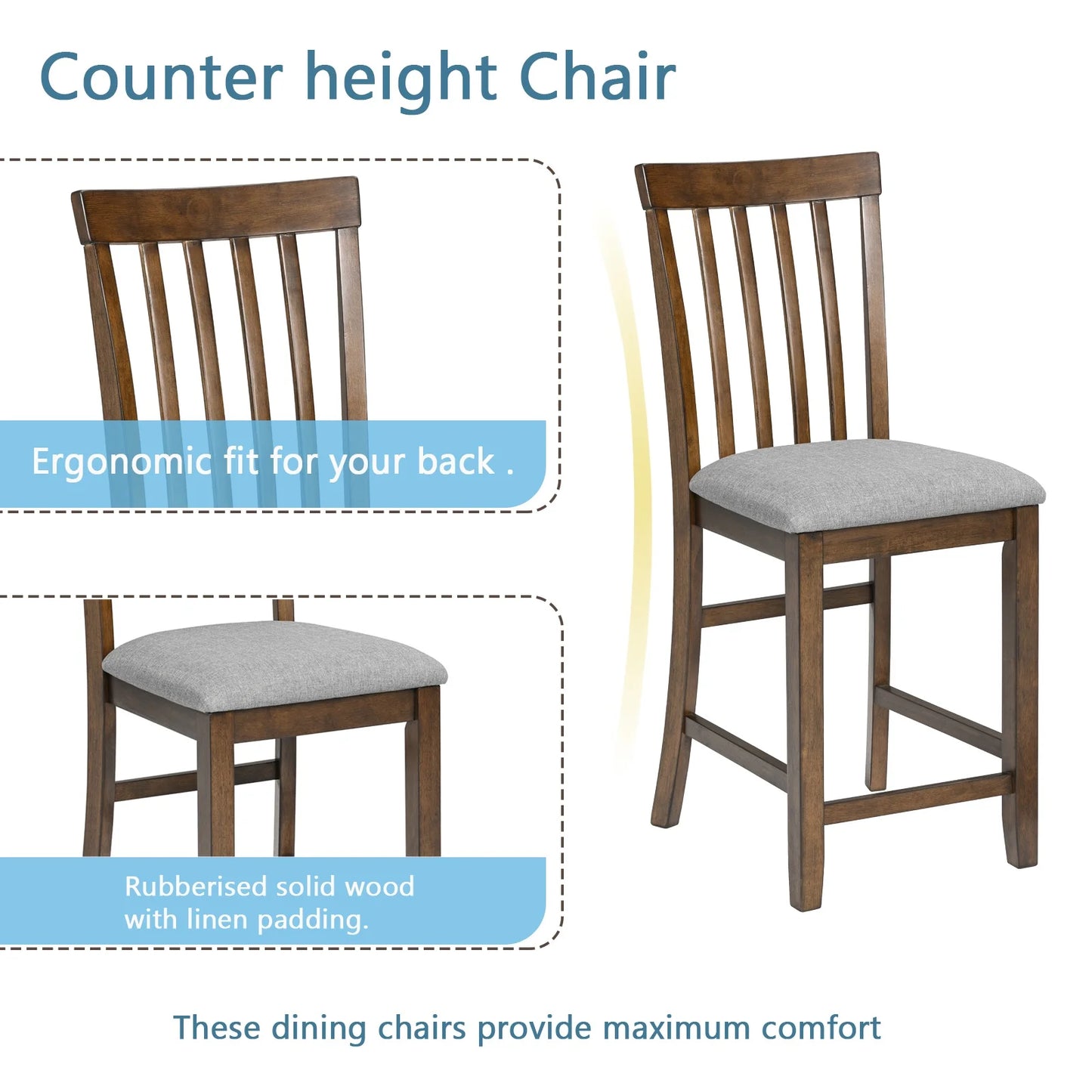 Paproos 5 Piece MDF & Wood Dining Table Set, Brown