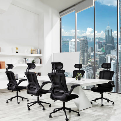 TrumanPick Ergonomic Office Chair - High Back Home Desk Chair,Adjustable Computer Desk Chair with Lumbar Support, Flip-Up Arms, Headrest & 90-120° Tilt Lock 300lb, Black