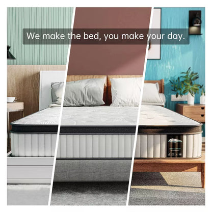 Serweet 10 inch Breathable Hybrid Mattress - Compatible with Platform Bed, Box Spring, or Slat Base