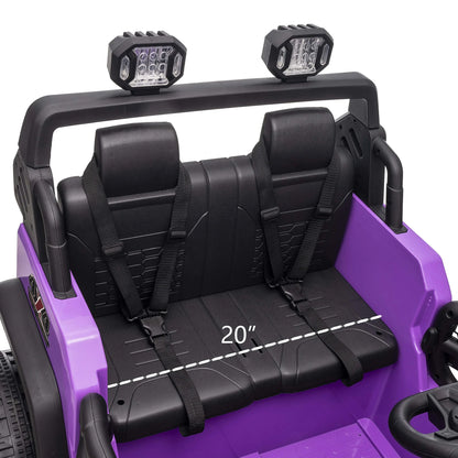 Hikiddo 24 Volt Ride on Toys for Big Kids, 4WD 2 Seater Kids Electric Ride-on Truck Car w/ Remote, 4x200W Motor - Purple