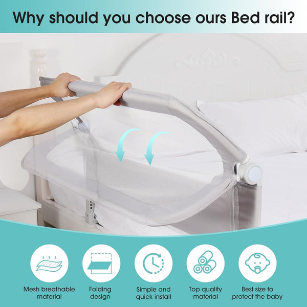 Baby Safety Rails Height Adjustable Bed Guardrail for Toddlers Single Piece