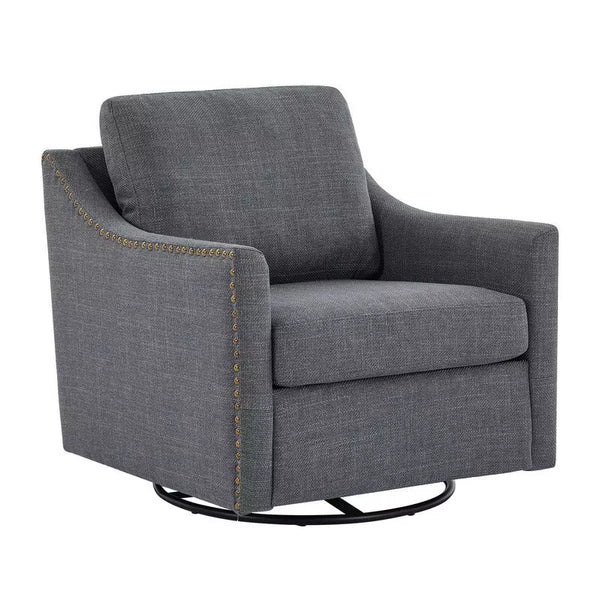 Hyleory Comfortable Linen Swivel Chair  Studded Accents, Smooth Rotation