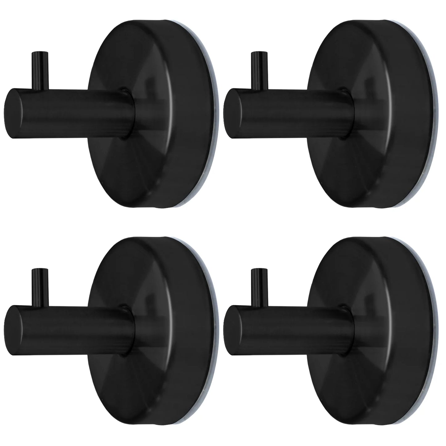 stusgo 4 Pack Towel Hooks Suction Cup Hooks for Bathroom Rustproof No Drill Hooks(Matte Black)
