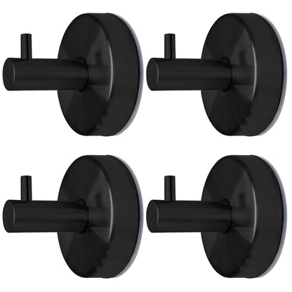 stusgo 4 Pack Towel Hooks Suction Cup Hooks for Bathroom Rustproof No Drill Hooks(Matte Black)