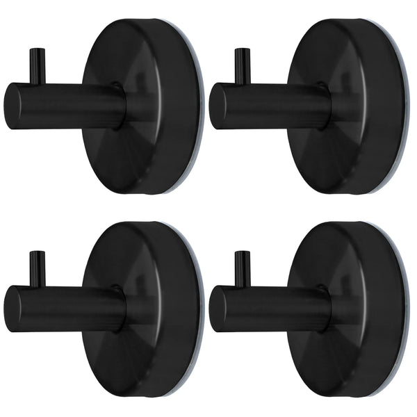 stusgo 4 Pack Towel Hooks Suction Cup Hooks for Bathroom Rustproof No Drill Hooks(Matte Black)