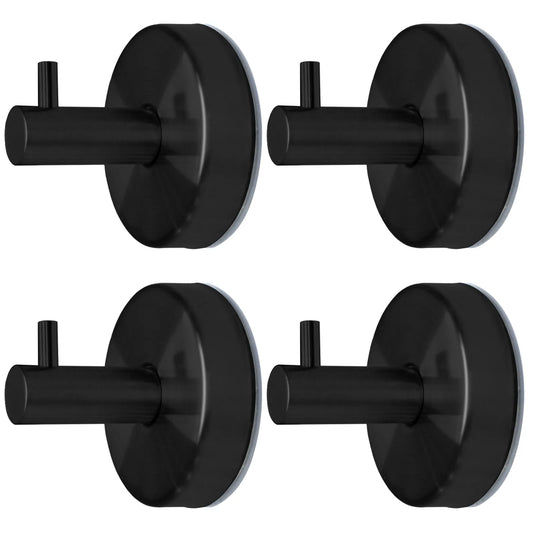 stusgo 4 Pack Towel Hooks Suction Cup Hooks for Bathroom Rustproof No Drill Hooks(Matte Black)