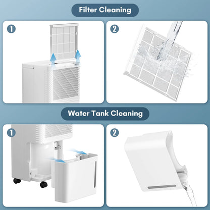 KISSAIR 22 Pints Portable Dehumidifiers, 1,500 Sq. ft Coverage Area, Auto Shut off, 24H Timer, 2.1L Water Tank, Drain Hose,Ideal for Room, Bathroom, Basement