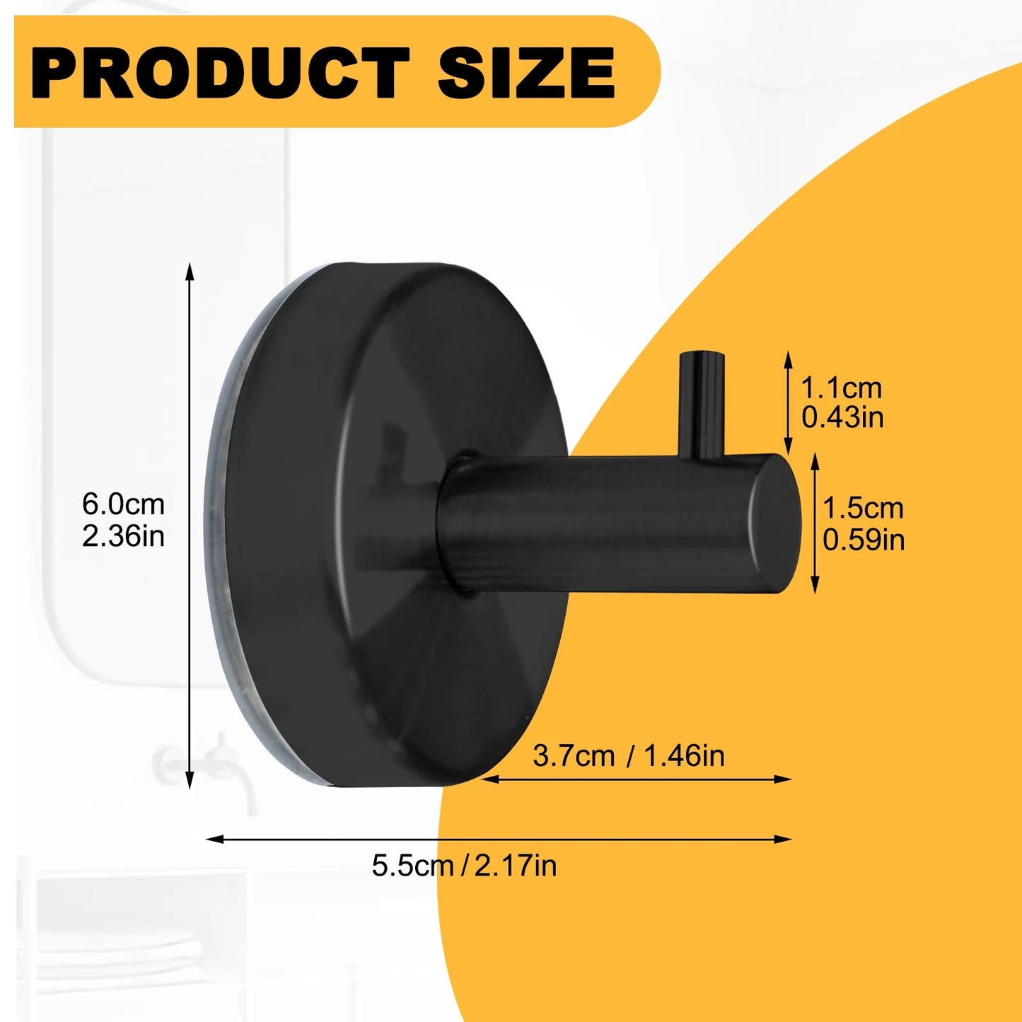 stusgo 4 Pack Towel Hooks Suction Cup Hooks for Bathroom Rustproof No Drill Hooks(Matte Black)