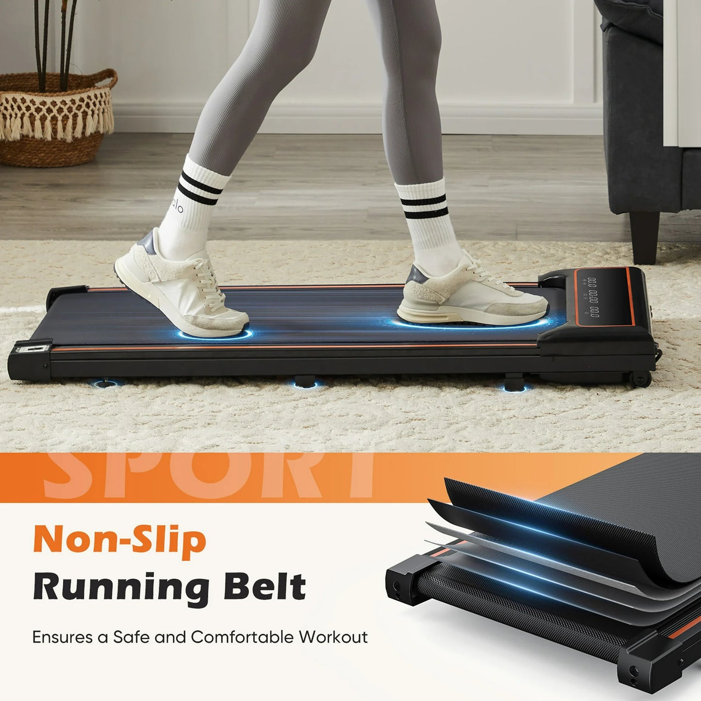 CONCETTA Compact Treadmill, Walking Pad Under Desk Treadmill for Home & Office, 0.6-3.8 MPH with Remote Control 2 in 1 Walk Pad for Small Spaces, Black