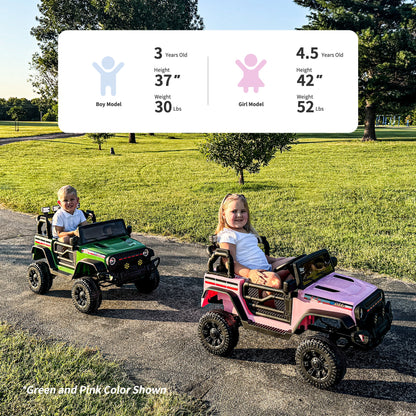 Hikiddo Kids Ride on Truck Car, 12V Ride on Toy Electric Cars for Kids w/ Remote, Bluetooth - Rose Pink