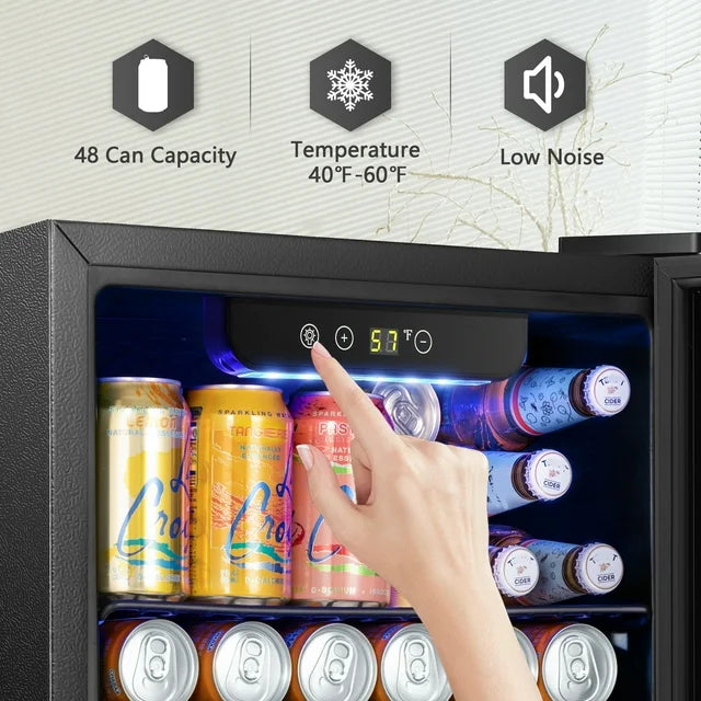 Moifoi 12 Bottle Wine Cellar, Mini Fridge w/ Glass Door and Adjustable Removable Shelves, for Home /Office, 1.3 Cu.ft.