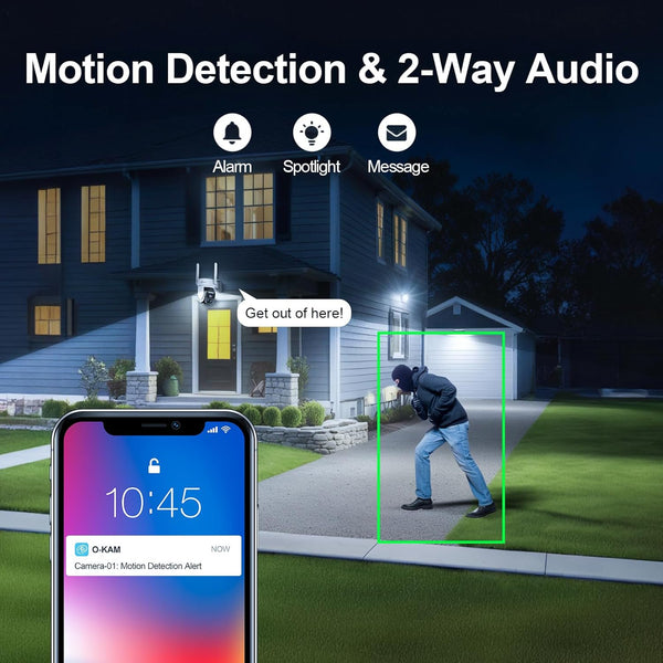 4G LTE Cellular Solar Security Camera Wireless Outdoor, No WiFi Solar Powered Camera, 360 Live View, 2K Color Night Vision, PIR Motion Sensor, 2 Way Talk, Built in SIM Card