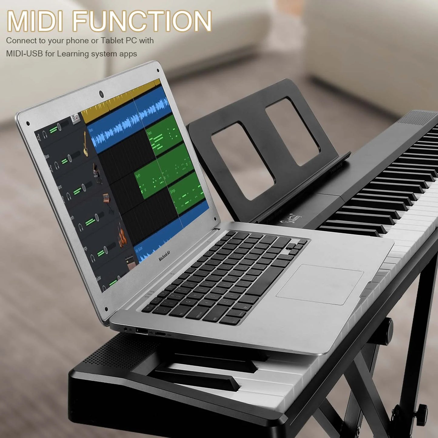 Glarry 88-Key Digital Piano Keyboard with Bluetooth, Foldable Electric Piano, for Beginner, Kids, Adult