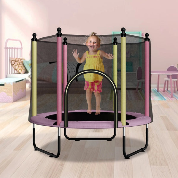 55" Small Trampoline for Kids ,4.6FT Indoor Outdoor Toddler Trampoline with Safety Enclosure