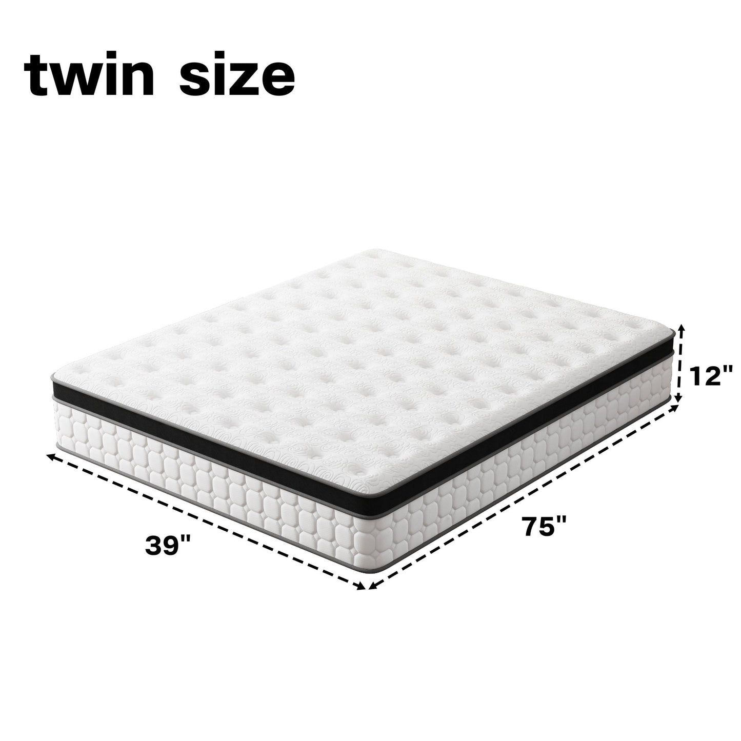 Tvdfgts 12 inch Queen Mattress,Cooling Gel Memory Foam Mattress in a Box，Individual Pocket Spring Hybrid Mattress with Pressure Relief & Motion Isolation,Soft and Comfort,Medium-Firm,CertiPUR-US